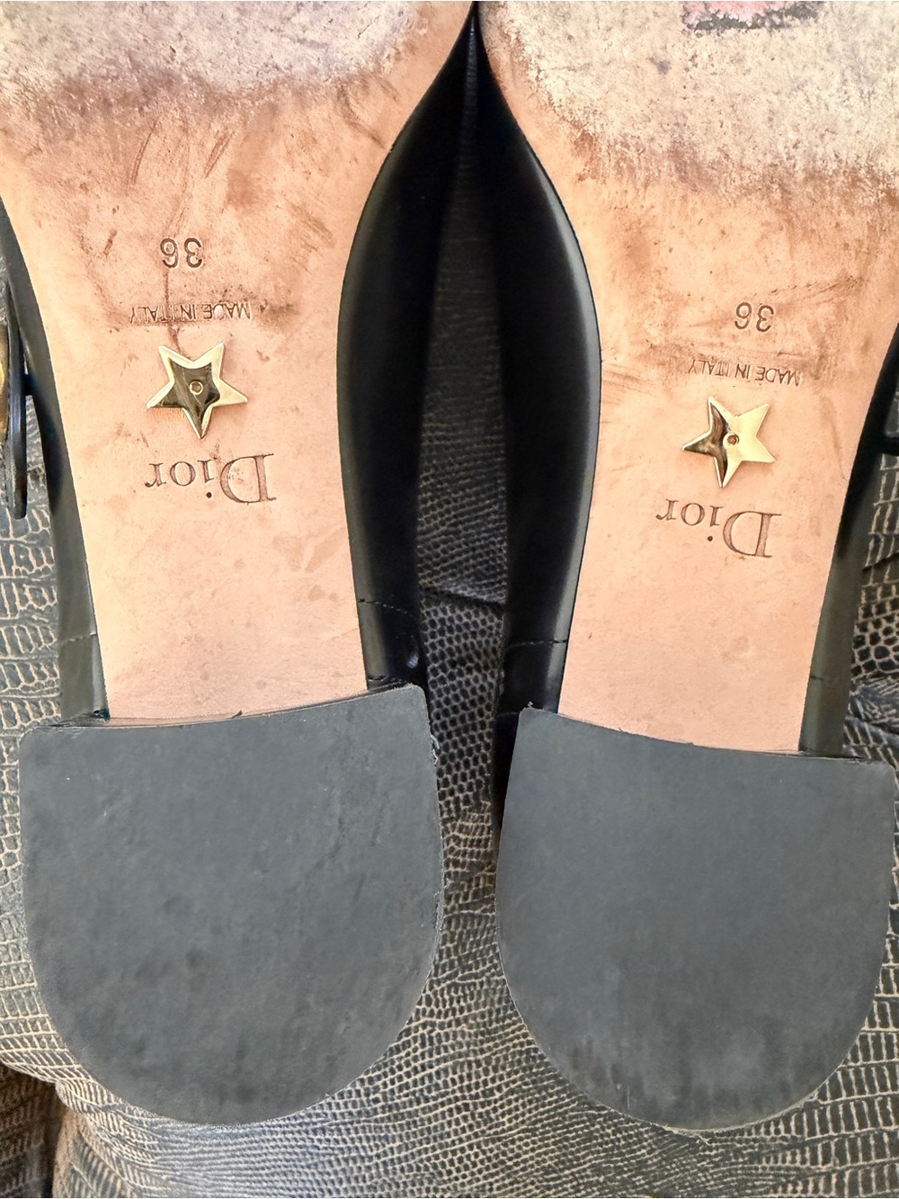 Dior Black Mary Jane Perforated Leather Flats - Picture 9 of 9